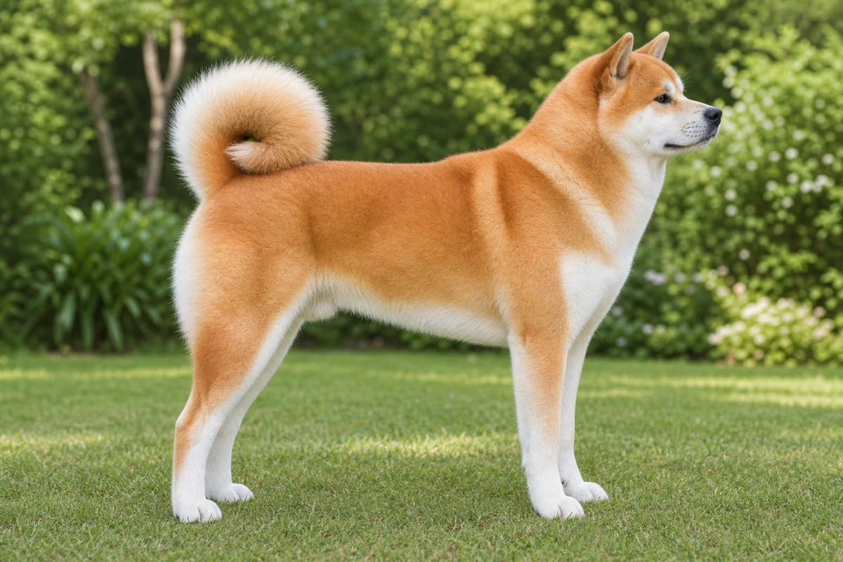 秋田犬の横向きの写真