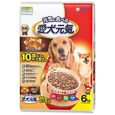 愛犬元気 10歳以上の中・大型犬用 ささみ・ビーフ・緑黄色野菜・小魚入りのパッケージ