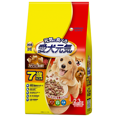 愛犬元気 7歳以上用 ビーフ・緑黄色野菜・小魚入りのパッケージ