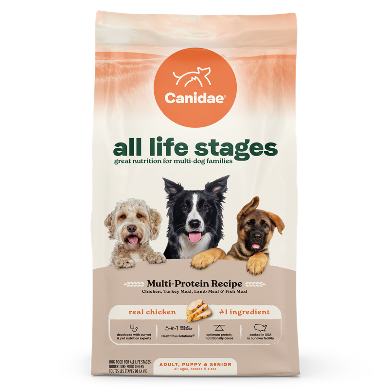 CANIDAE All Life Stages Dry Dog Food Multi-Protein Recipeのパッケージ