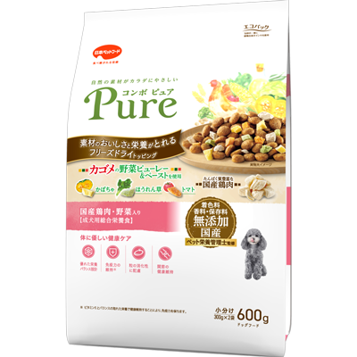 コンボ ピュア ドッグ 国産鶏肉・野菜入りのパッケージ