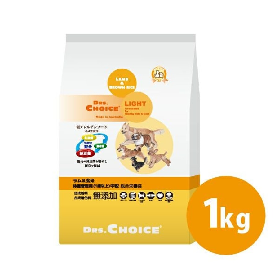 ドクターズチョイス ドッグフード ライト ラム＆玄米のパッケージ
