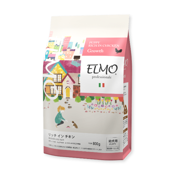 ELMO プロフェッショナーレ リッチ イン チキン（幼犬用）のパッケージ