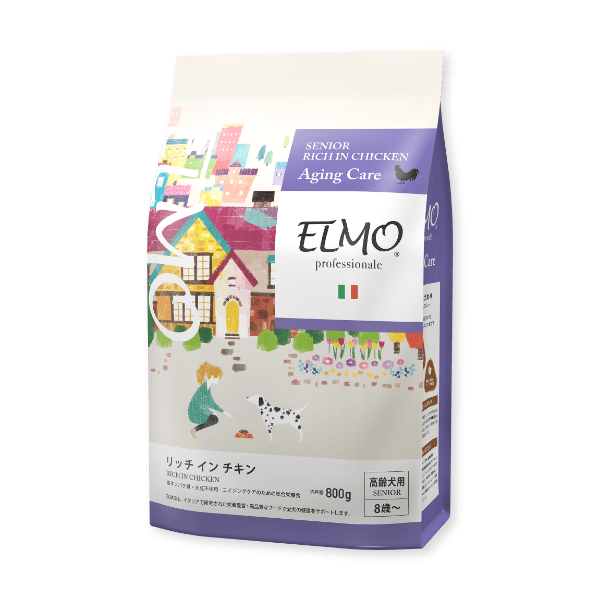 ELMO プロフェッショナーレ リッチ イン チキン（高齢犬用）のパッケージ