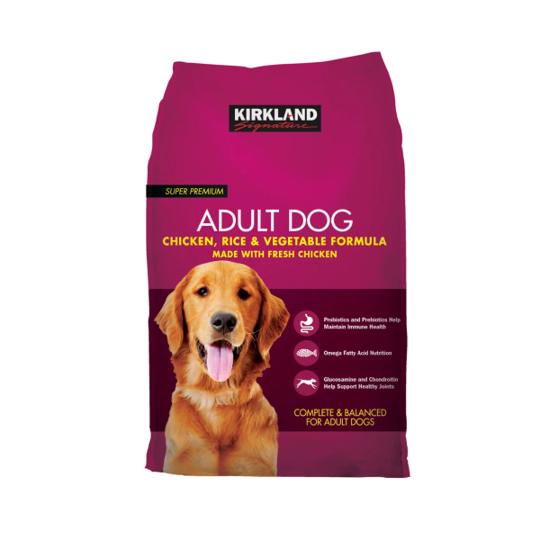 カークランドシグネチャー 成犬用 チキン・ライス・ベジタブル 12kgのパッケージ
