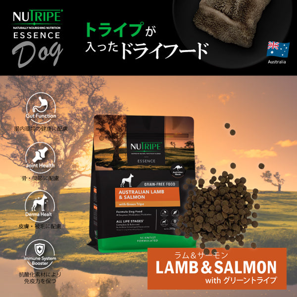 NUTRIPE ESSENCE ラム&サーモン&グリーントライプのパッケージ