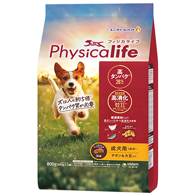 Physicalife(フィジカライフ) 成犬用 チキン&大豆入りのパッケージ