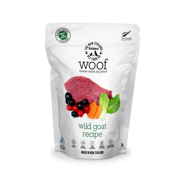 WOOF ワイルドゴート フリーズドライ ドッグフードのパッケージ